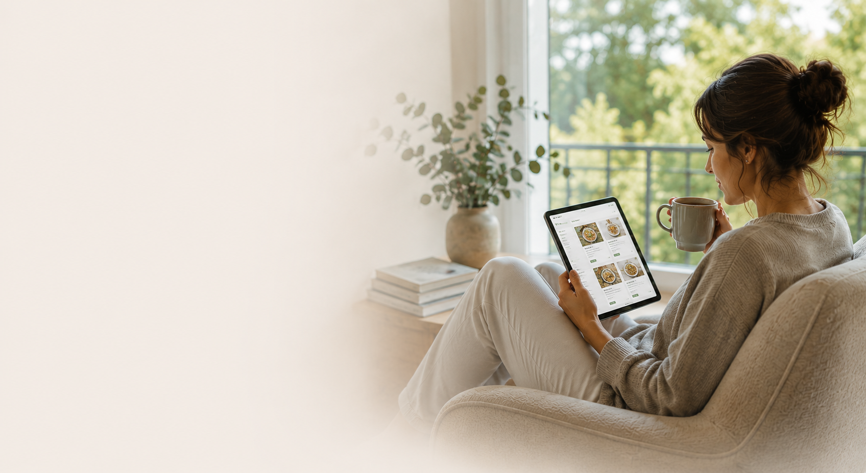 Person liest Vivela Reports auf einem Tablet